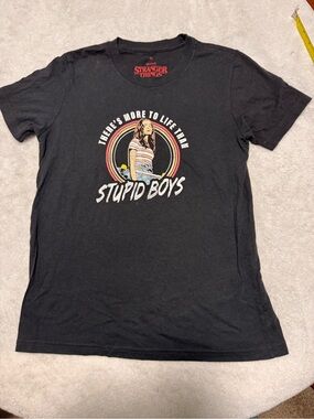Stranger Things Black Graphic Tee - "Stupid Boys"